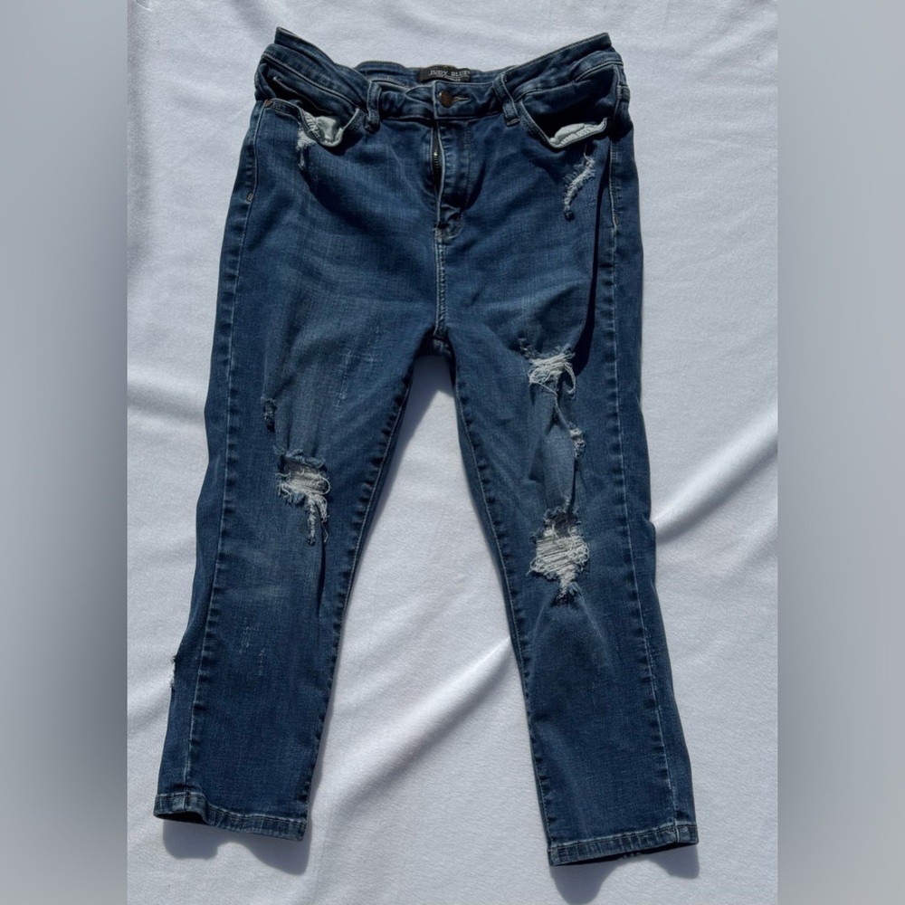 Judy Blue Capri Fit Jeans Stretch Distressed High Rise JB88211 Women’s Sz 11/30